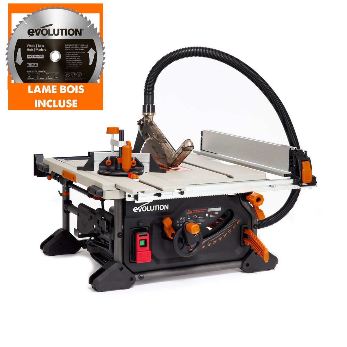 Table Evolution Process Scie sur table Evolution R255TBL+ 255mm avec lame multi-matériaux TCT ...