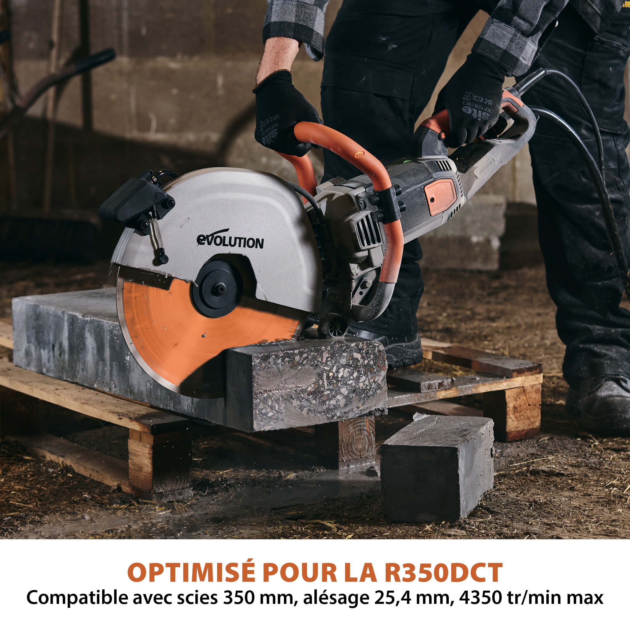 Disque diamant premium segmenté 350mm alésage 22,2mm Evolution pour scie à béton