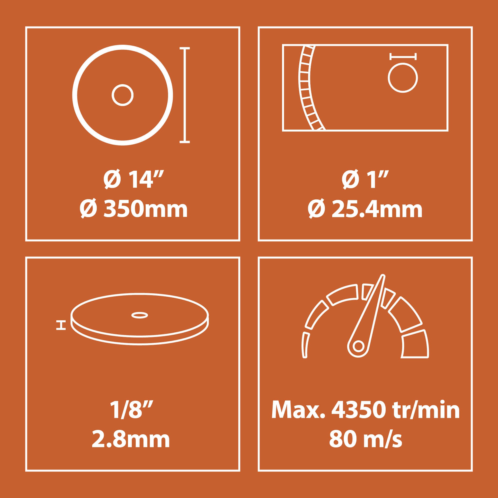 Disque diamant premium segmenté 350mm alésage 22,2mm Evolution pour scie à béton
