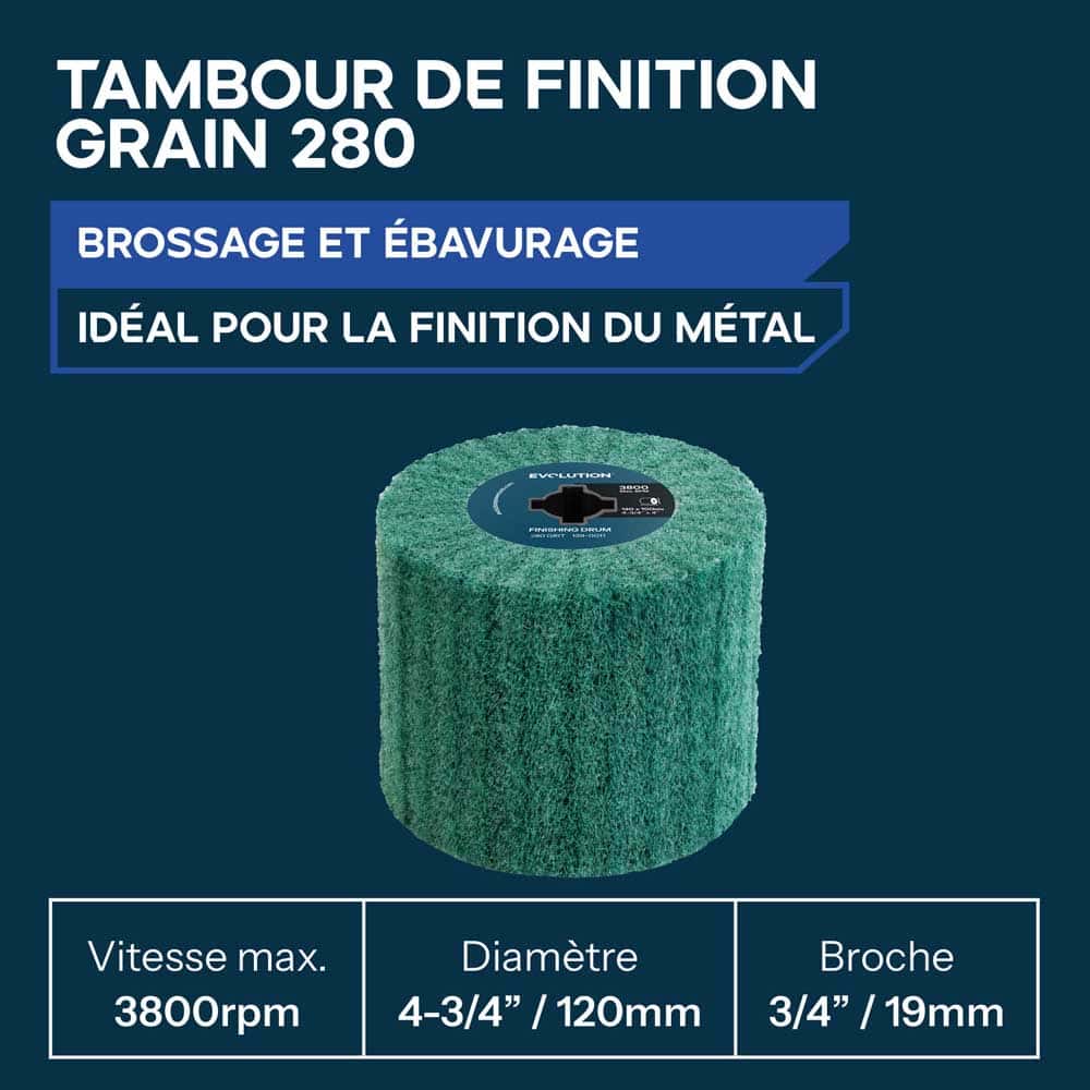 Roue de finition pour satineuse grain 280 pour finition de surface et ébavurage