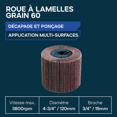 Roue à lamelles pour satineuse grain 60 Evolution pour décapage et ponçage