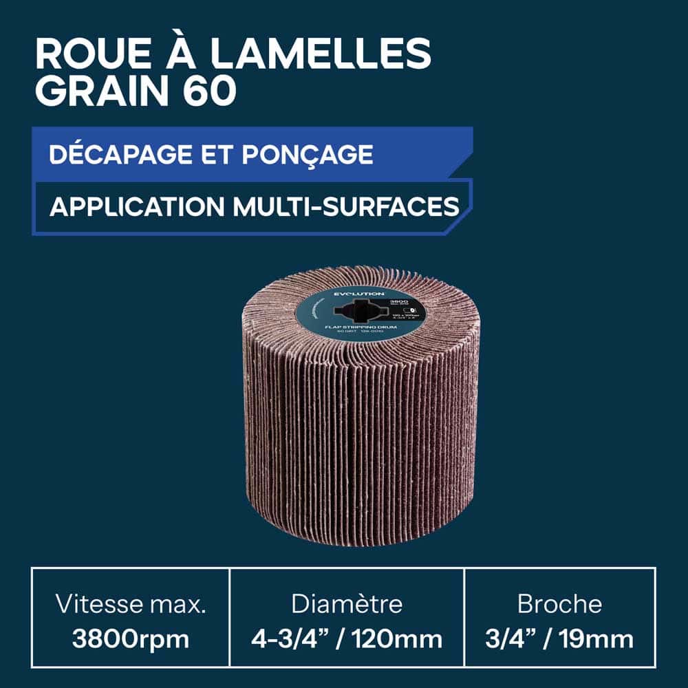 Roue à lamelles pour satineuse grain 60 Evolution pour décapage et ponçage