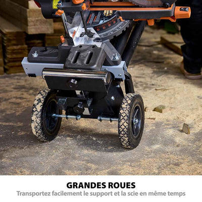 Pack Evolution : Scie à onglet de 255mm sans fil double biseau R255SMS-DB-Li avec lame multi-matériaux TCT et batteries 5Ah avec double chargeur + Support Evolution PLUS