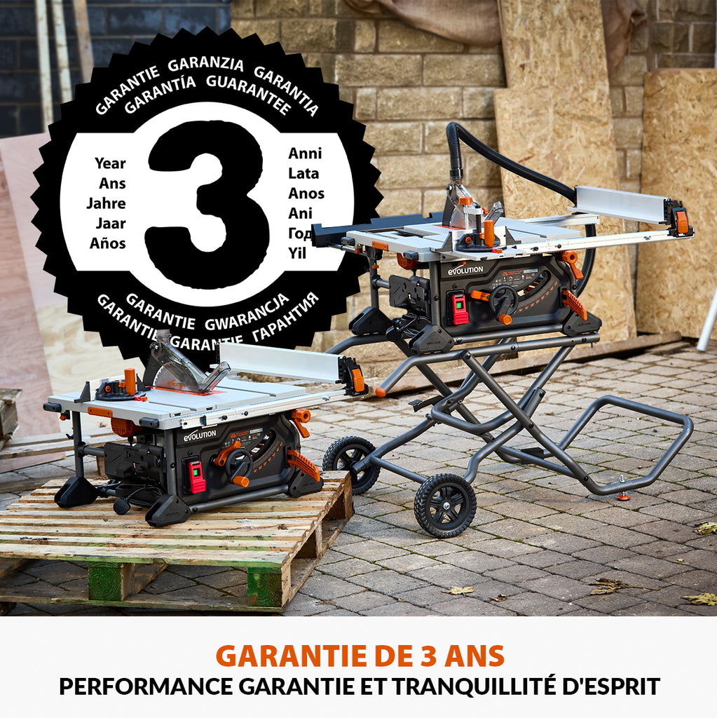Table Evolution Process Scie sur table Evolution R255TBL+ 255mm avec lame multi-matériaux TCT ...
