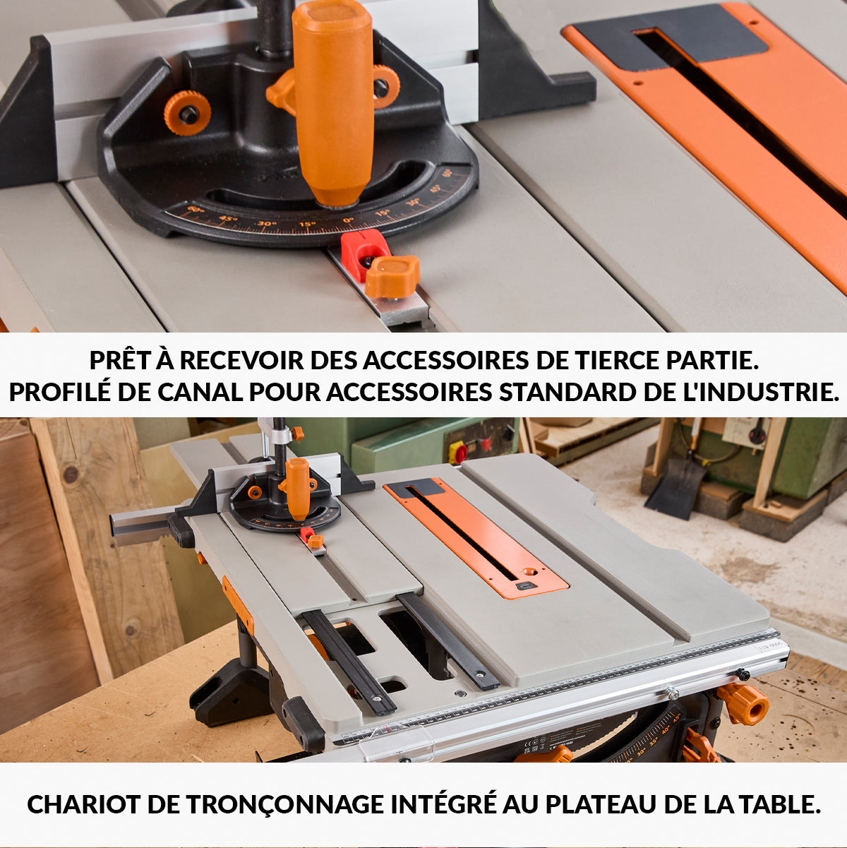 Scie sur table Evolution R255TBL 255mm 1650W avec lame multi-matériaux TCT