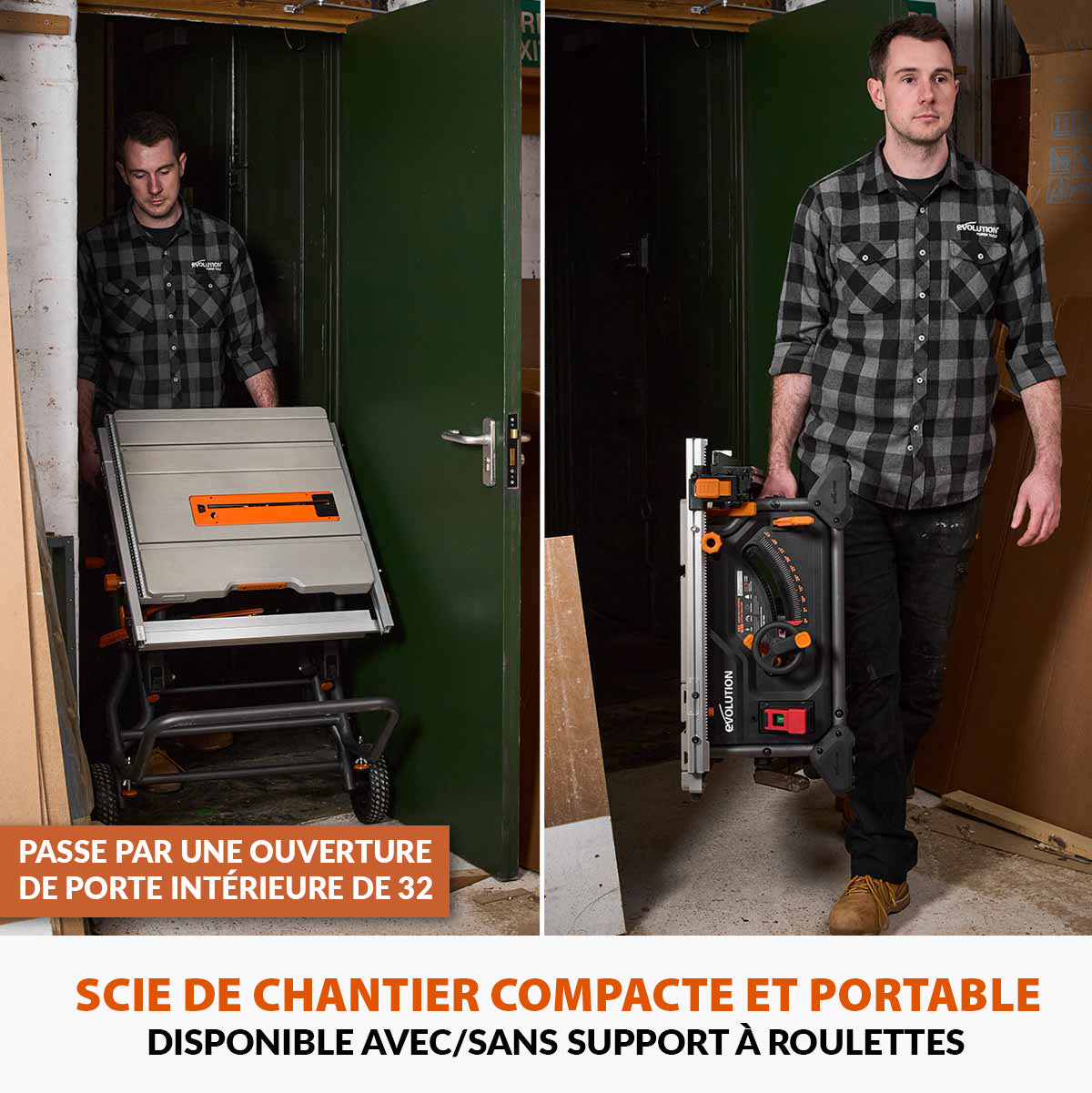 Scie sur table Evolution R255TBL 255mm 1650W avec lame multi-matériaux TCT