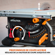 Scie sur table Evolution R255TBL 255mm 1650W avec lame multi-matériaux TCT