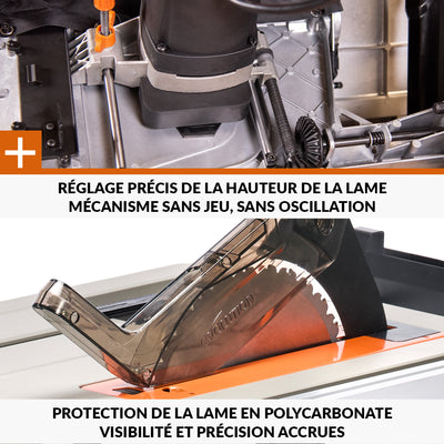 Scie sur table Evolution R255TBL+ 255mm 1800W avec lame multi-matériaux TCT