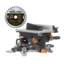 Pack Evolution Scie à onglet avec table 210mm Evolution R210MTS-G2 210mm avec lame multi-matériaux + lame bois supplémentaire TCT