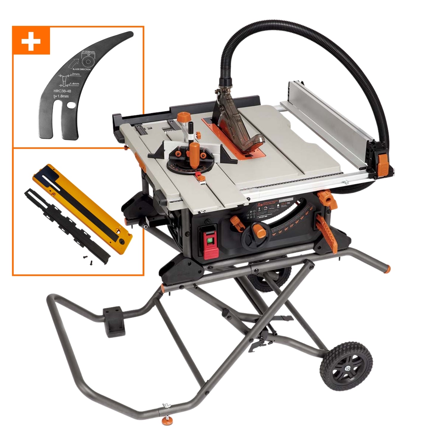 Pack Evolution : Scie sur table Evolution R255TBL+ PRO 255mm 1800W avec lame multi-matériaux TCT