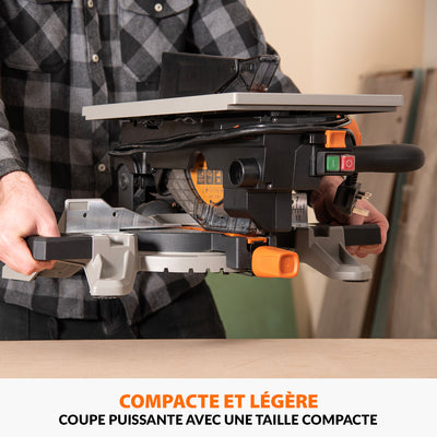 Scie à onglet avec table 210mm Evolution R210MTS-G2 210mm avec Lame multi-matériaux TCT