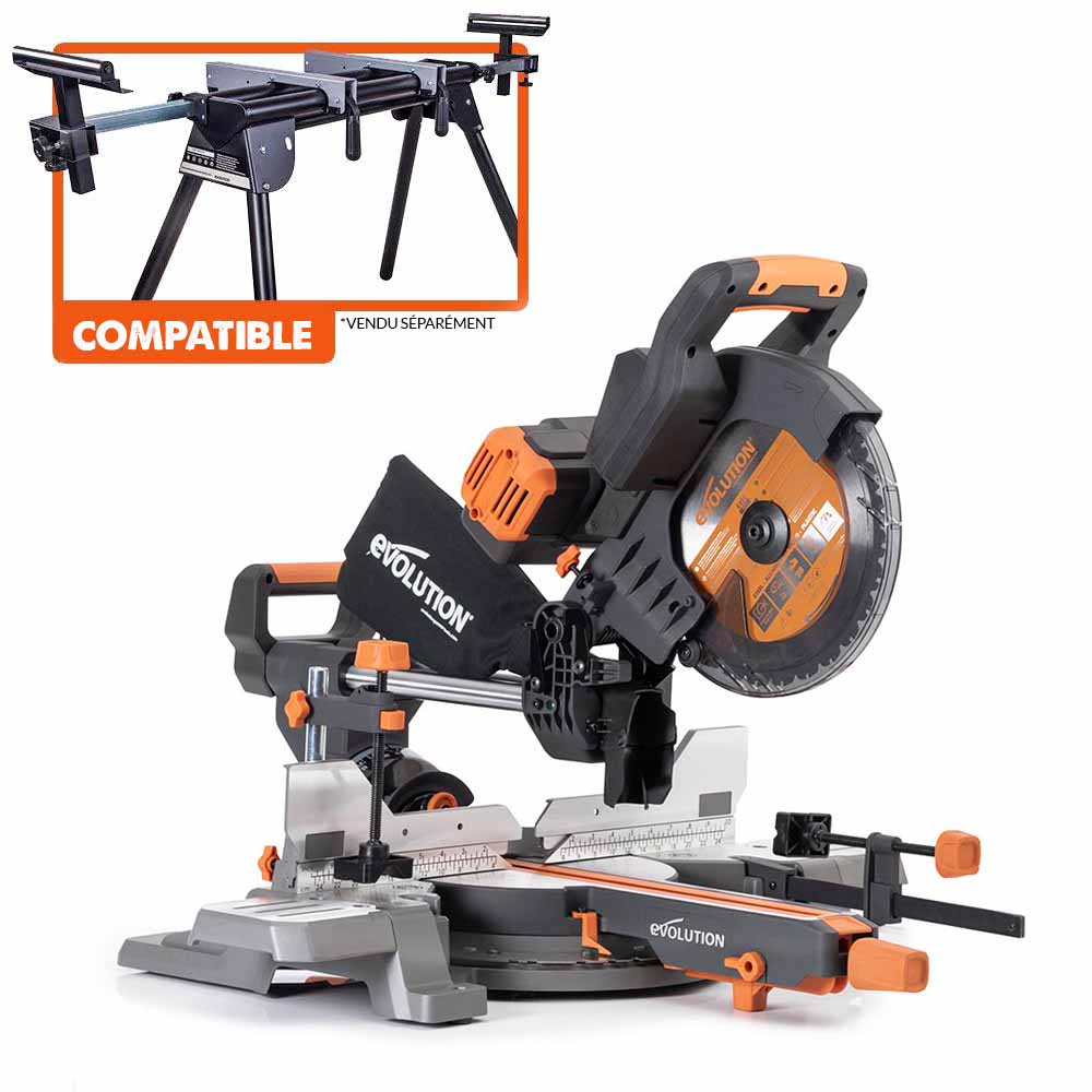 Scie à onglet de 255mm sans fil double biseau R255SMS-DB-Li avec lame multi-matériaux TCT et batteries 5Ah avec double chargeur