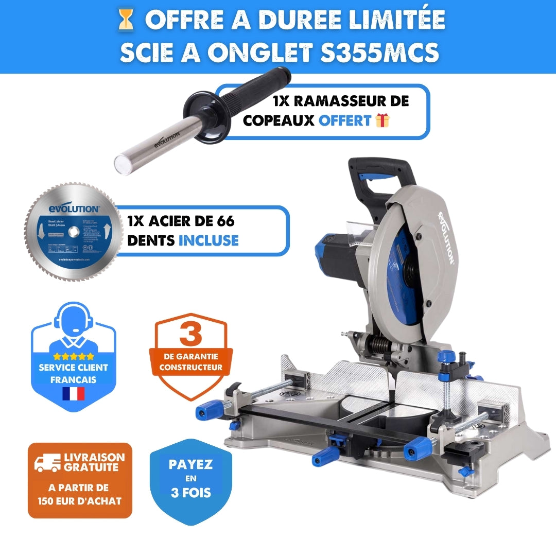 Scie à onglet S355MCS avec ramasseur de copeaux OFFERT