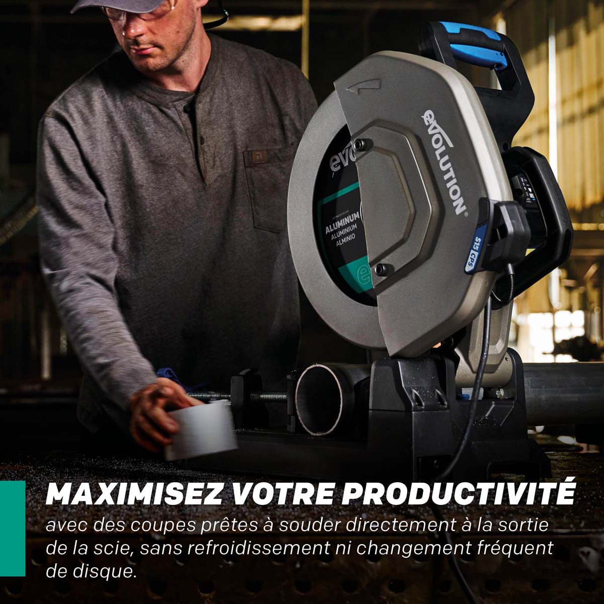 Lame EVOMAX Aluminium 355 mm à 100 dents pour coupe professionnelle et intensive