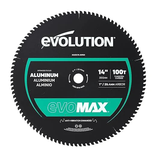 Lame EVOMAX Aluminium 355 mm à 100 dents pour coupe professionnelle et intensive