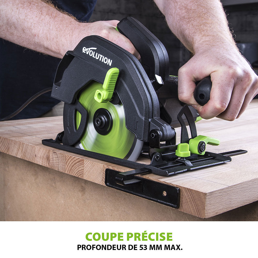 Pack Evolution : Scie circulaire 165mm Evolution F165CCSL avec lame multi-matériaux TCT + tréteaux pliables en métal
