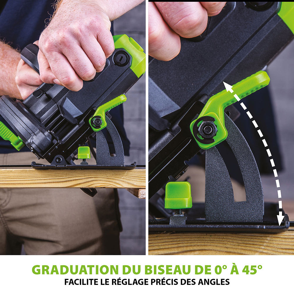 Pack Evolution : Scie circulaire 165mm Evolution F165CCSL avec lame multi-matériaux TCT + tréteaux pliables en métal