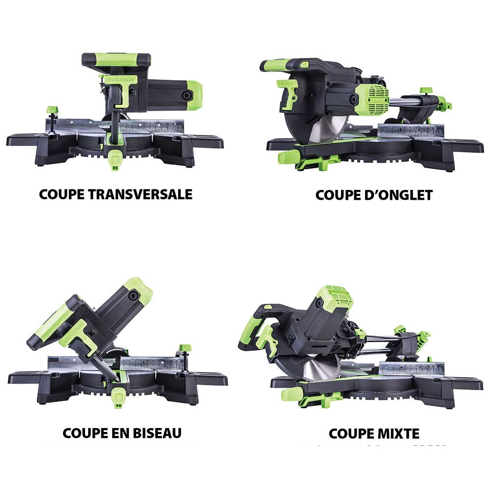 Scie à onglet électrique 255mm Evolution F255SMS avec lame multi-matériaux TCT