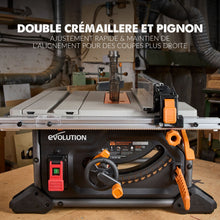 Scie sur table Evolution R255TBL 255mm 1650W avec lame multi-matériaux TCT