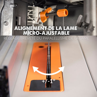 Scie sur table Evolution R255TBL+ 255mm 1800W avec lame multi-matériaux TCT+ Support roulant pliable