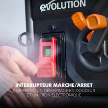 Scie sur table Evolution R255TBL+ 255mm 1800W avec lame multi-matériaux TCT+ Support roulant pliable