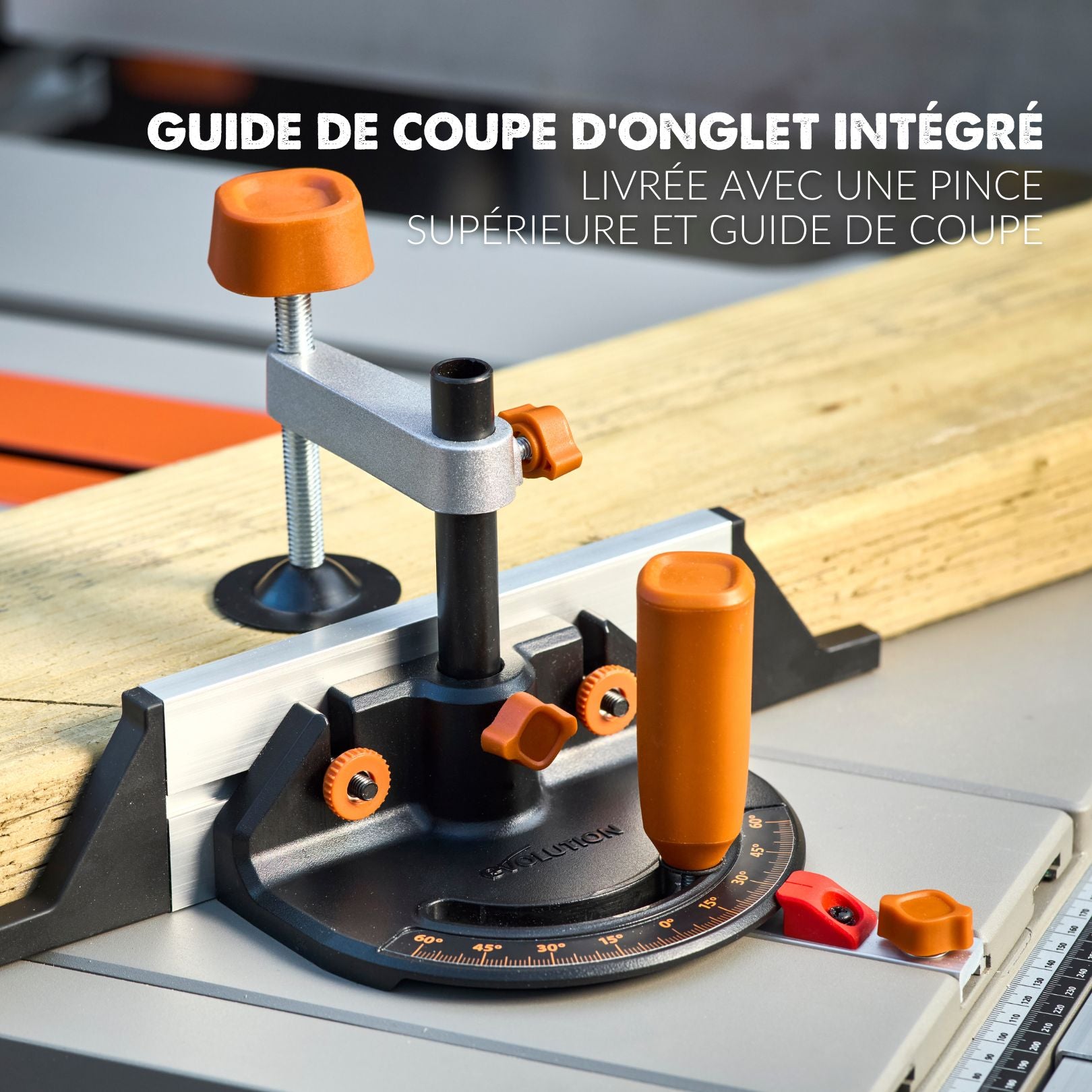 Scie sur table Evolution R255TBL+ 255mm 1800W avec lame multi-matériaux TCT+ Support roulant pliable