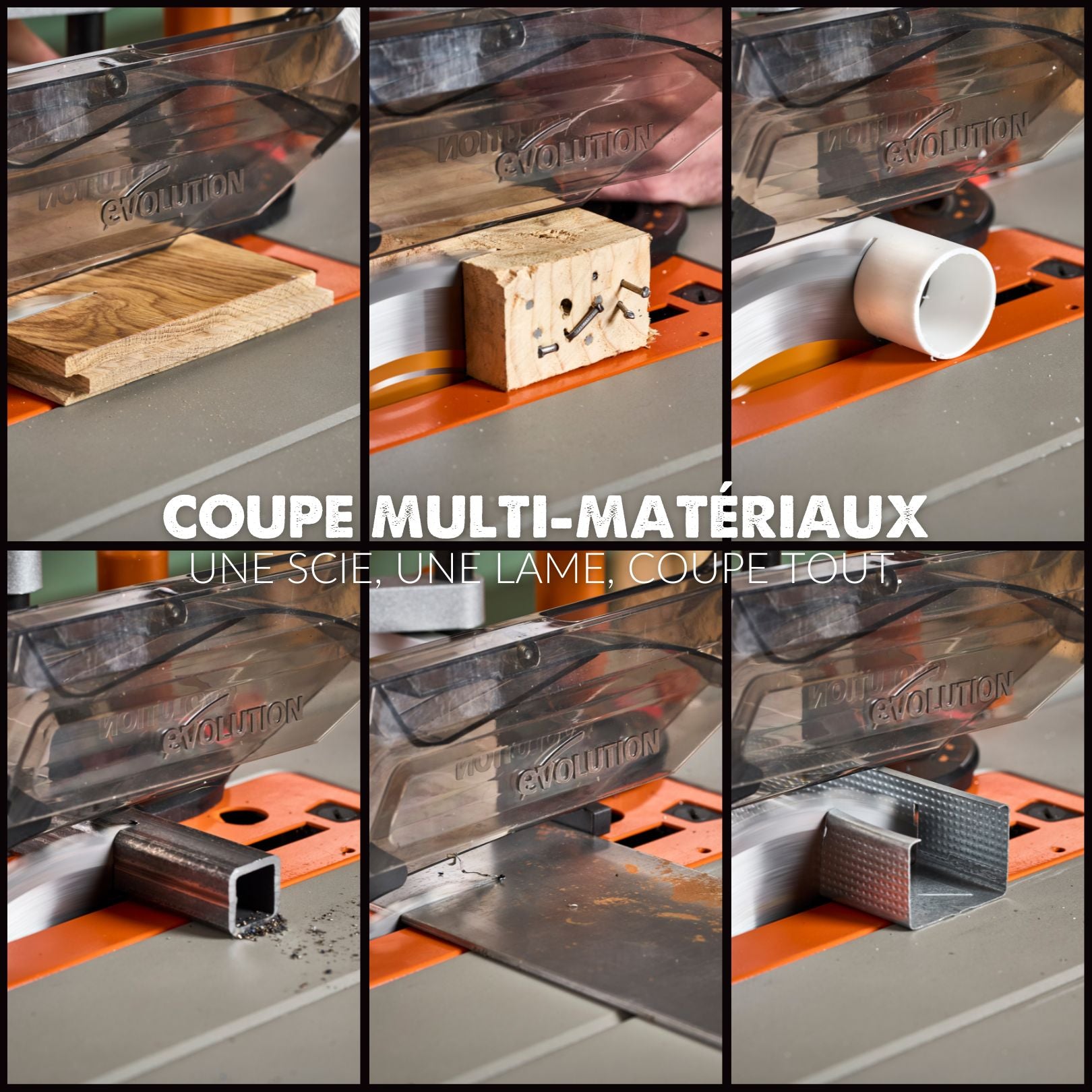 Scie sur table Evolution R255TBL 255mm 1650W avec lame multi-matériaux TCT