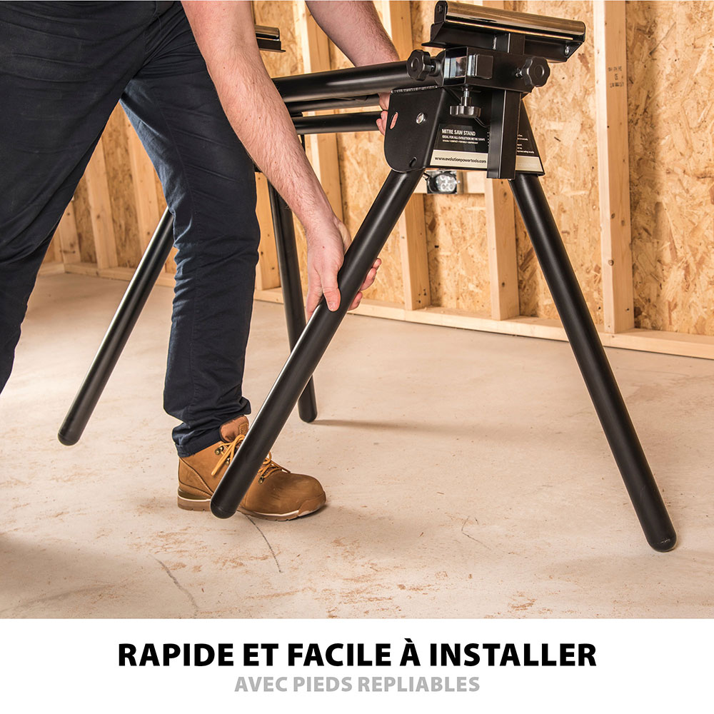 Pack Evolution : Scie à onglet avec table 210mm Evolution R210MTS-G2 210mm avec Lame multi-matériaux TCT + Support