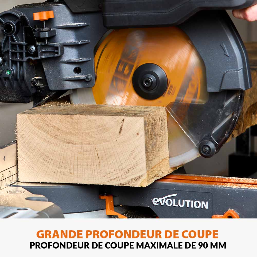 Pack Evolution : Scie à onglet de 255mm sans fil double biseau R255SMS-DB-Li avec lame multi-matériaux TCT et batteries 5Ah avec double chargeur + Support Evolution PLUS