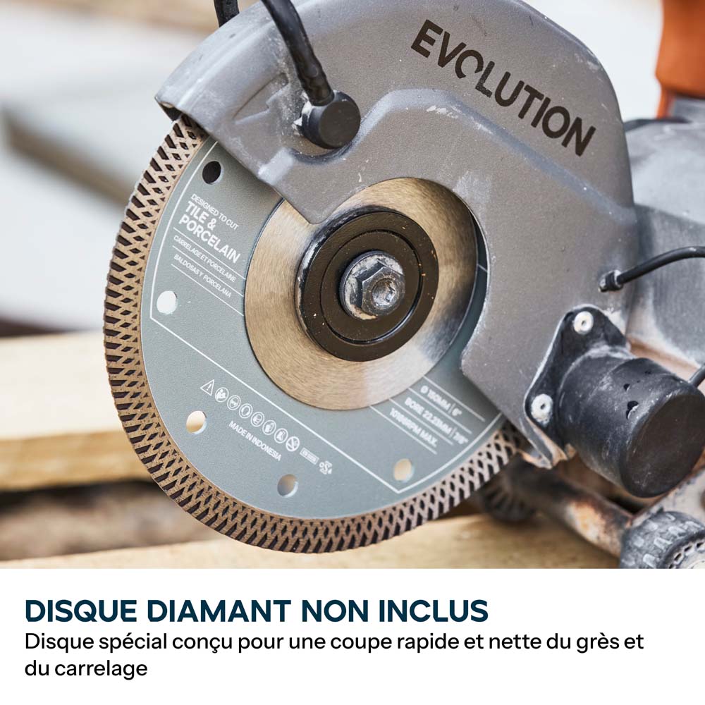 Scie à béton électrique R150DCT-PRO de 150mm avec système d'arrosage et disque diamanté haute résistance