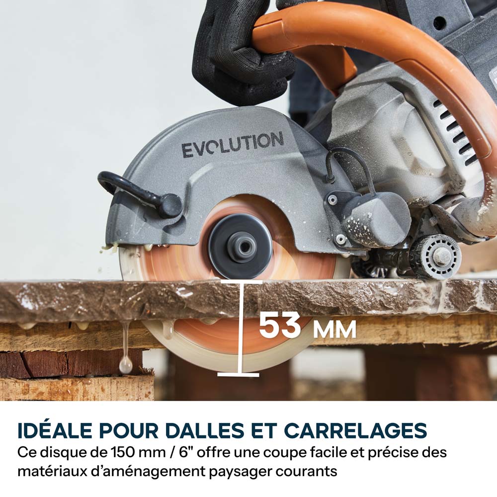 Scie à béton électrique R150DCT-PRO de 150mm avec système d'arrosage et disque diamanté haute résistance