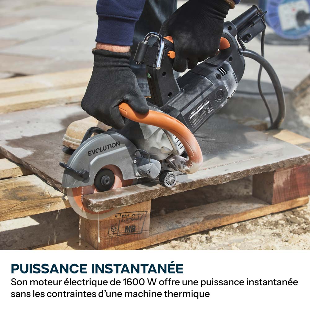 Scie à béton électrique R150DCT-PRO de 150mm avec système d'arrosage et disque diamanté haute résistance