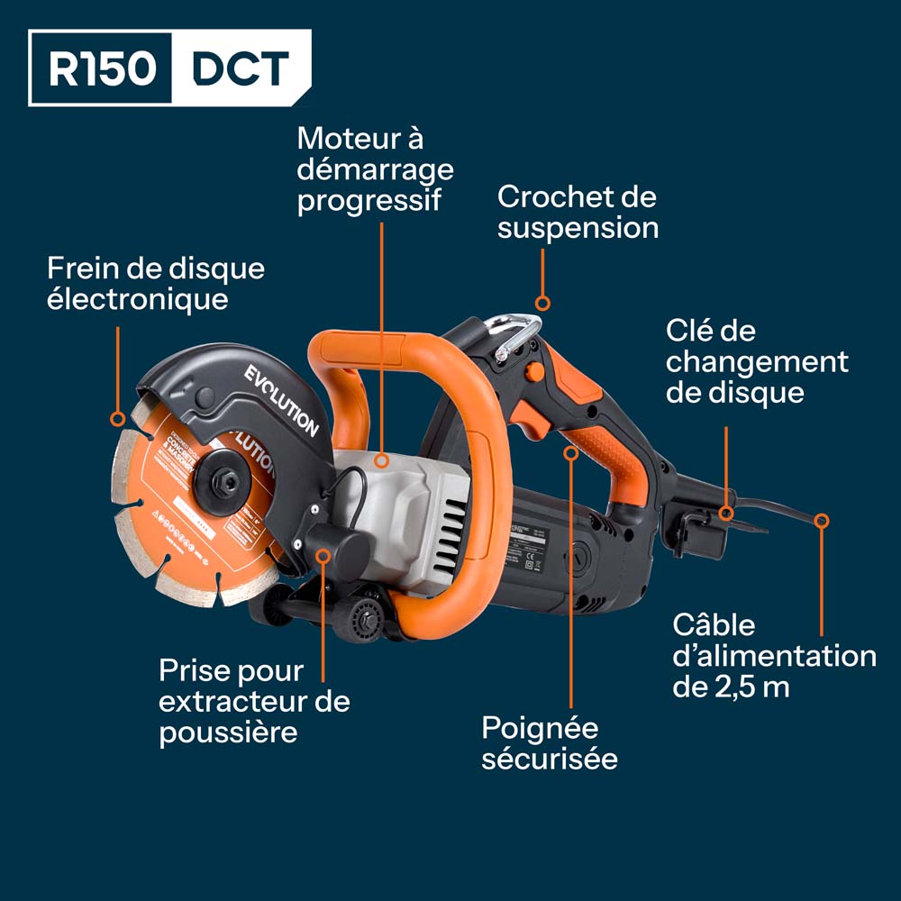 Scie à béton électrique R150DCT de 150mm avec disque diamanté Endurance
