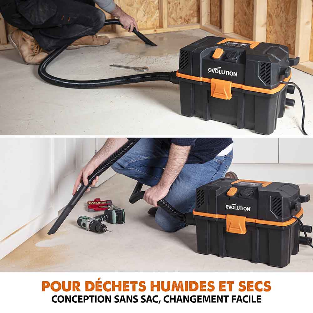 Pack Evolution : Aspirateur 15L R15VAC pour déchets secs et humides avec filtres supplémentaires et adaptateur