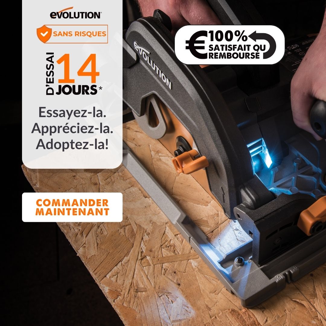 Scie circulaire 185mm Evolution R185CCSX avec lame multi-matériaux TCT et guide de 1,02m