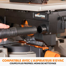 Pack Evolution : Scie à onglet avec table 210mm Evolution R210MTS-G2 210mm avec Lame multi-matériaux TCT + Support