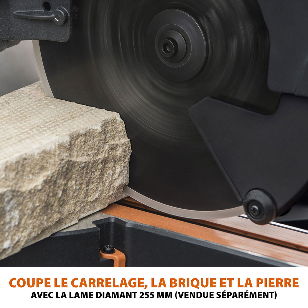 Pack Evolution : Scie à onglet de 255mm double biseau R255SMS-DB+ avec lame multi-matériaux TCT + lame expert bois supplémentaire