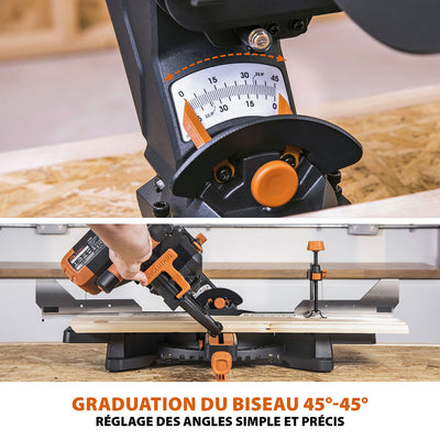 Pack Evolution : Scie à onglet double biseau R255SMS-DB+ avec lame multi-matériaux TCT de 255mm + Support PLUS + Lame expert bois