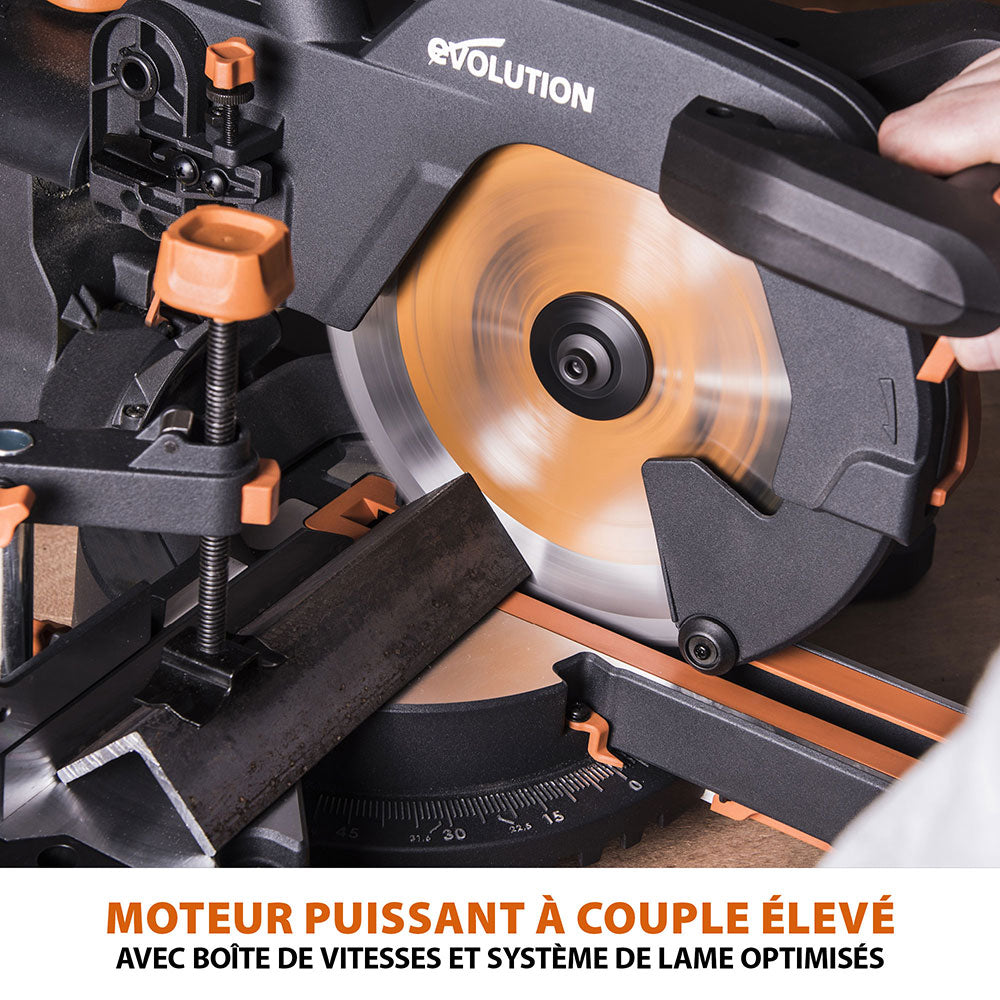 Pack Evolution : Scie à onglet électrique 255mm R255SMS+ avec lame multi-matériaux TCT + Support Evolution PLUS