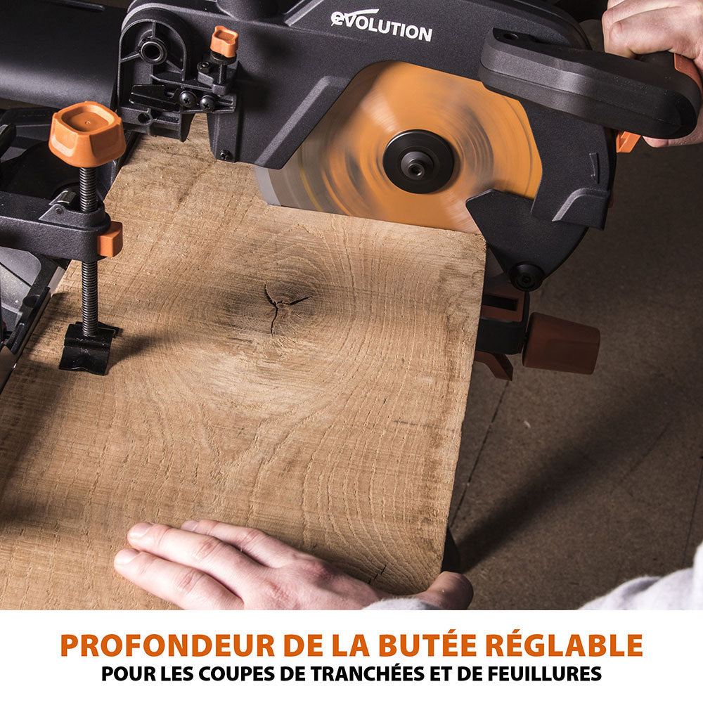 Pack Evolution : Scie à onglet électrique 255mm R255SMS+ avec lame multi-matériaux TCT + Support Evolution PLUS