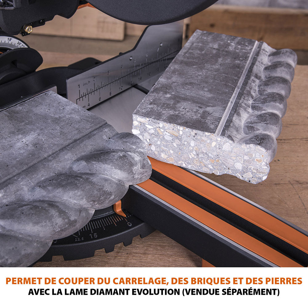 Pack Evolution : Scie à onglet électrique 255mm R255SMS+ avec lame multi-matériaux TCT + Support Evolution PLUS