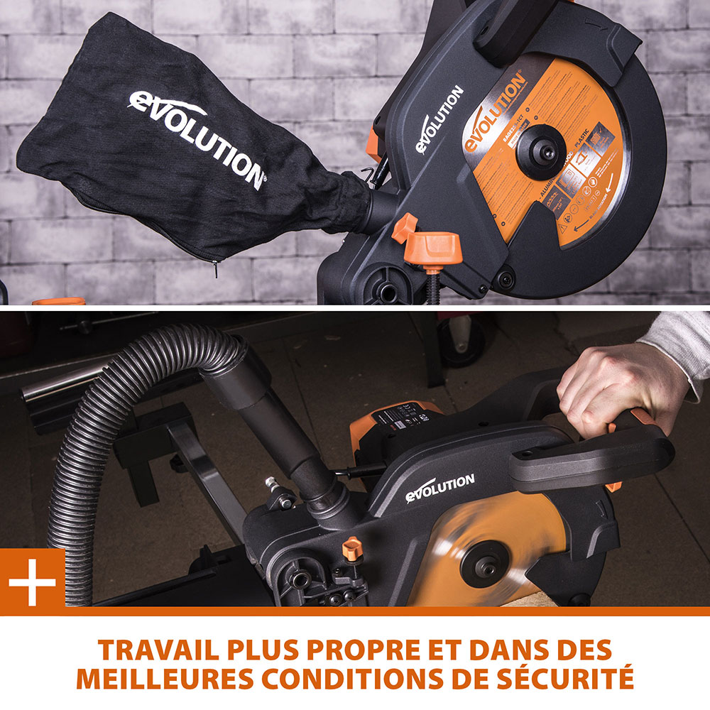 Pack Evolution : Scie à onglet électrique 255mm R255SMS+ avec lame multi-matériaux TCT + Support Evolution PLUS