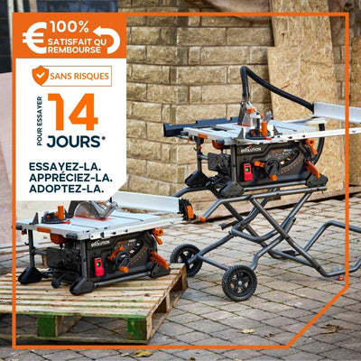 Pack Evolution : Scie sur table Evolution R255TBL+ PRO 255mm 1800W avec lame multi-matériaux TCT