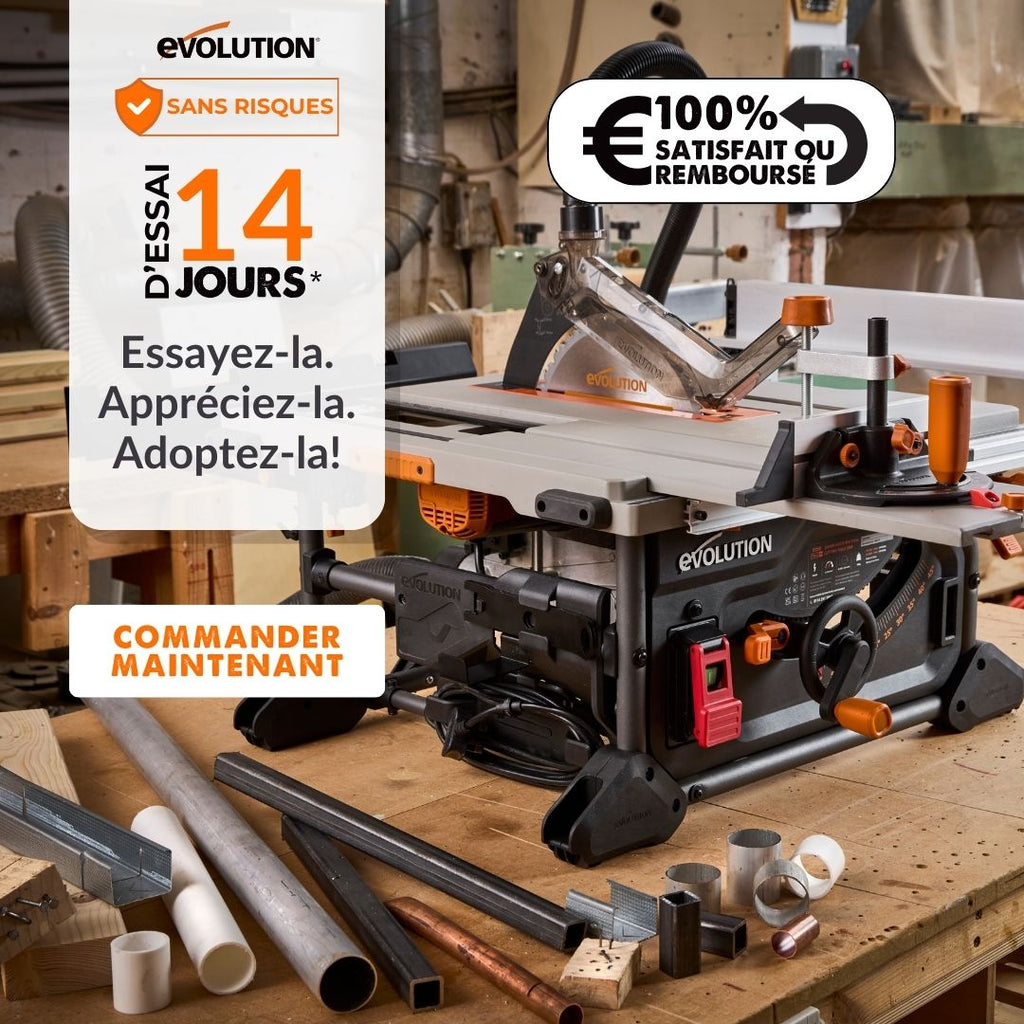 Table Evolution Process Scie sur table Evolution R255TBL+ 255mm avec lame multi-matériaux TCT ...