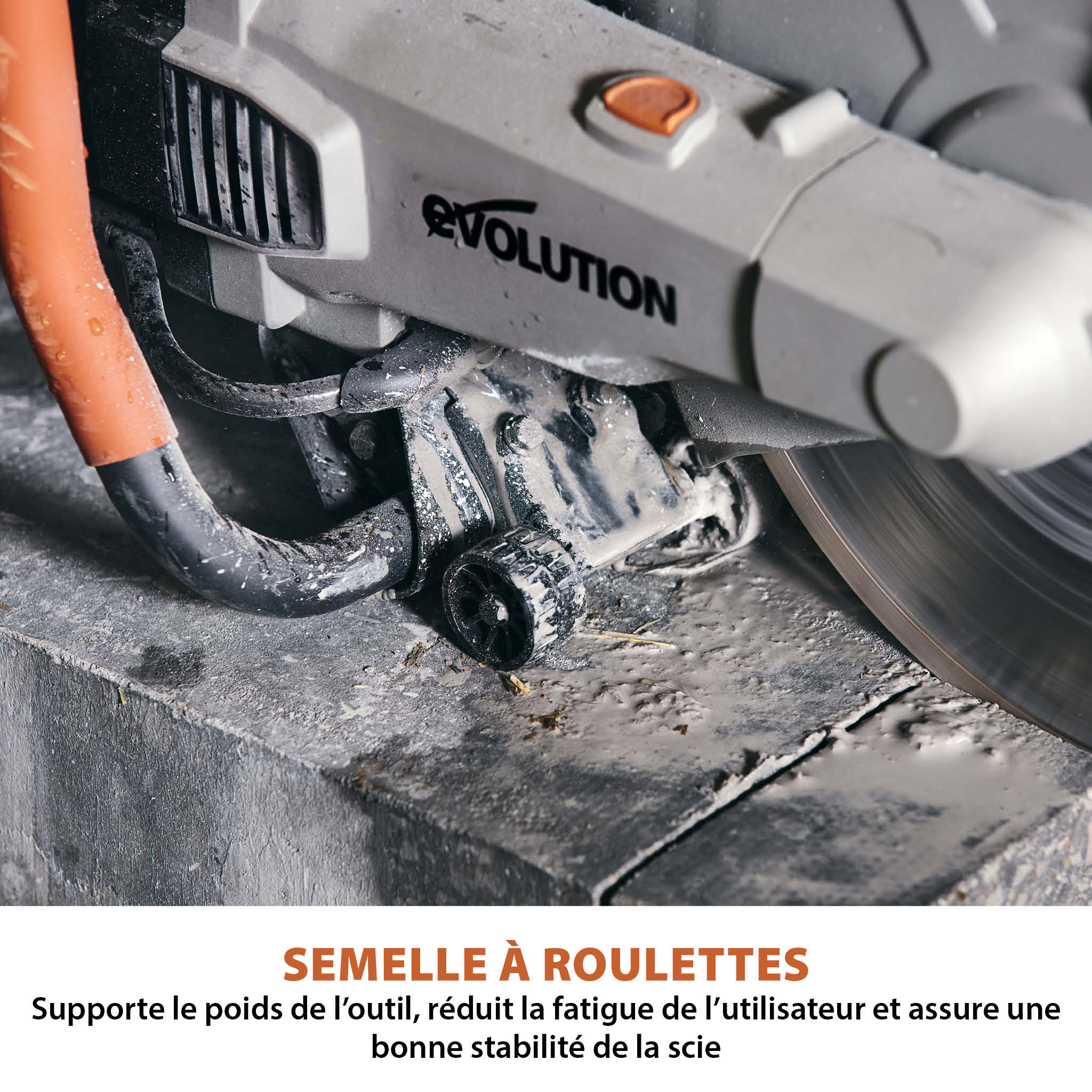 Scie à béton électrique 350mm Evolution R350DCT PLUS avec système anti-poussière et lame diamant premium