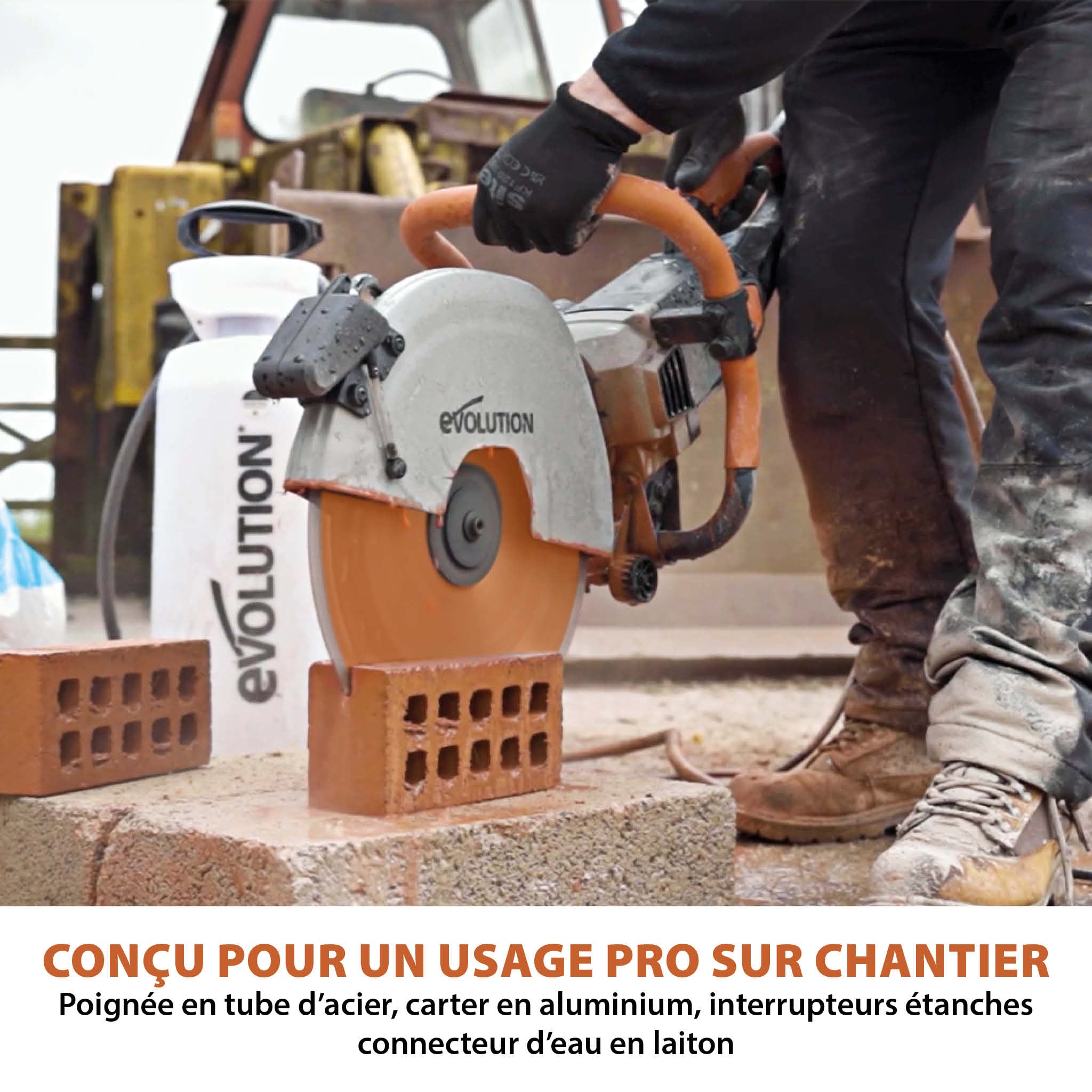 Pack Evolution : Scie à béton électrique 350mm Evolution R350DCT PLUS avec lame diamant premium + pompe à eau 15L manuelle