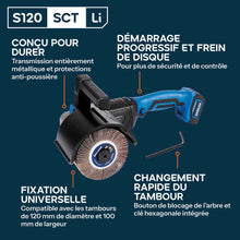 Satineuse sans fil Evolution S120SCT-Li avec moteur brushless et 2 tambours