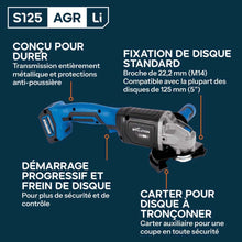 Meuleuse d'angle de sans fil 125mm Evolution S125AGR-Li avec moteur Brushless sans disque