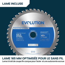 Scie circulaire sans fil 165mm Evolution S165CCS-Li à métaux avec lame à trait de coupe fin