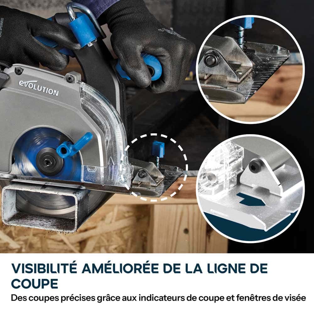 Scie circulaire sans fil 165mm Evolution S165CCS-Li à métaux avec lame à trait de coupe fin